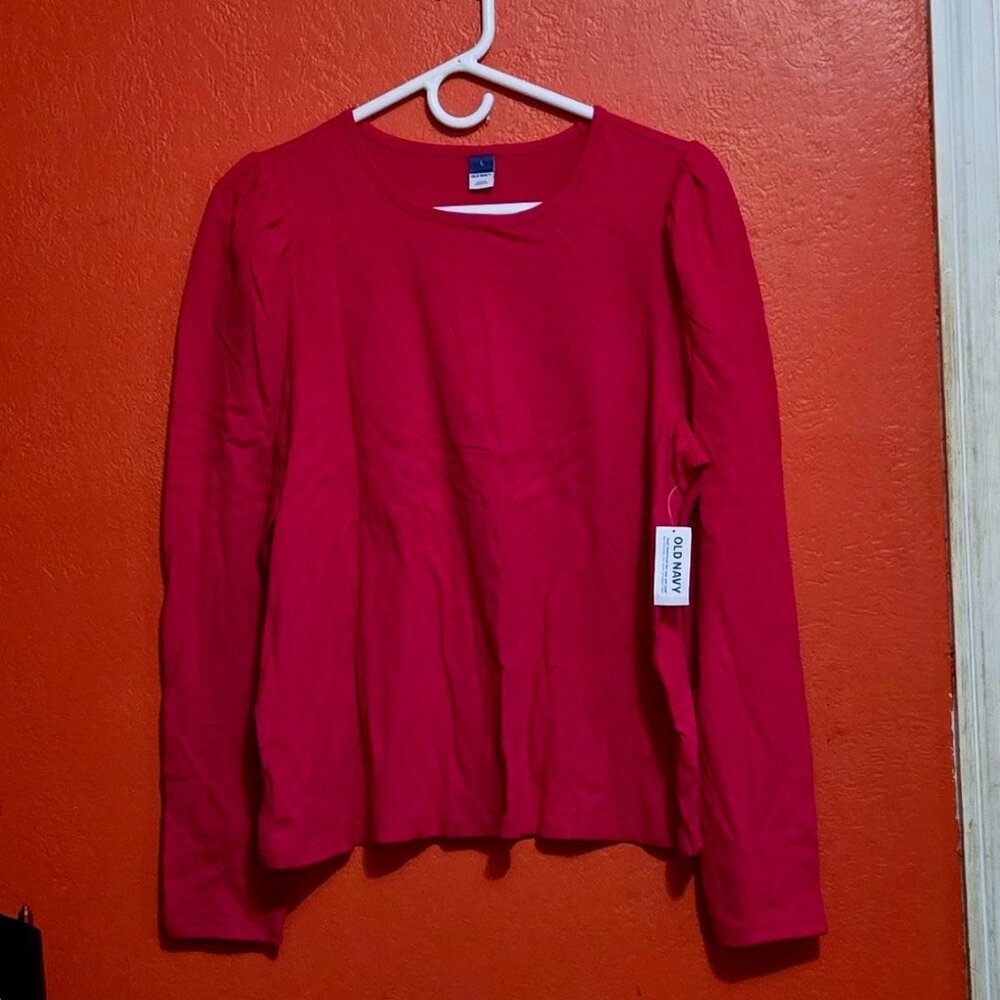 Old Navy Women’s Long Sleeve Easy Puff Top – Berry Fine, Size L – New with Tag